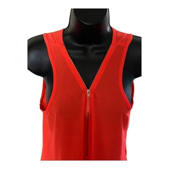 Windsor Womens Sleeveless Tank Top Zip Closure Size Med Light Weight Orange - Picture 2 of 12